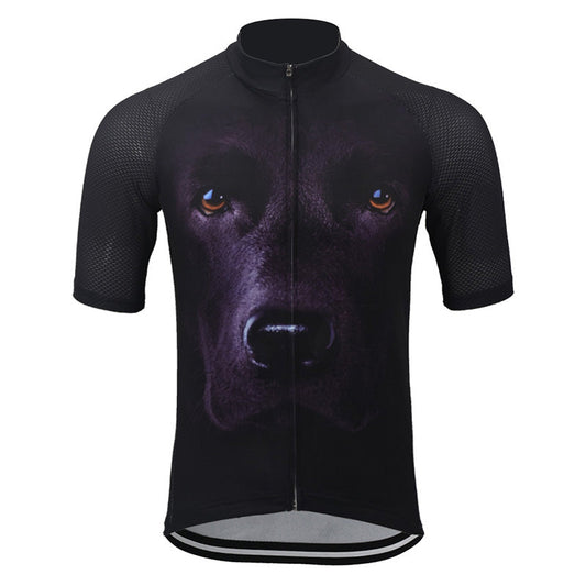 Men's 3D Black Dog Short Sleeve Cycling Jerseys