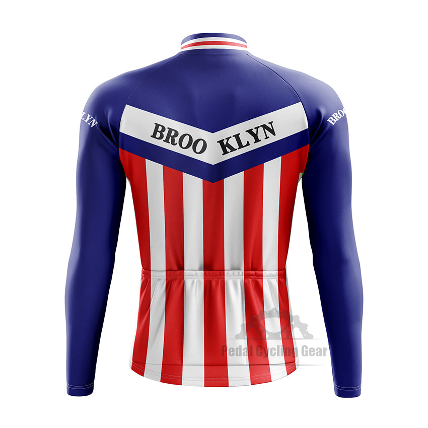 Brooklyn Blue Long Sleeve Retro Cycling Jersey