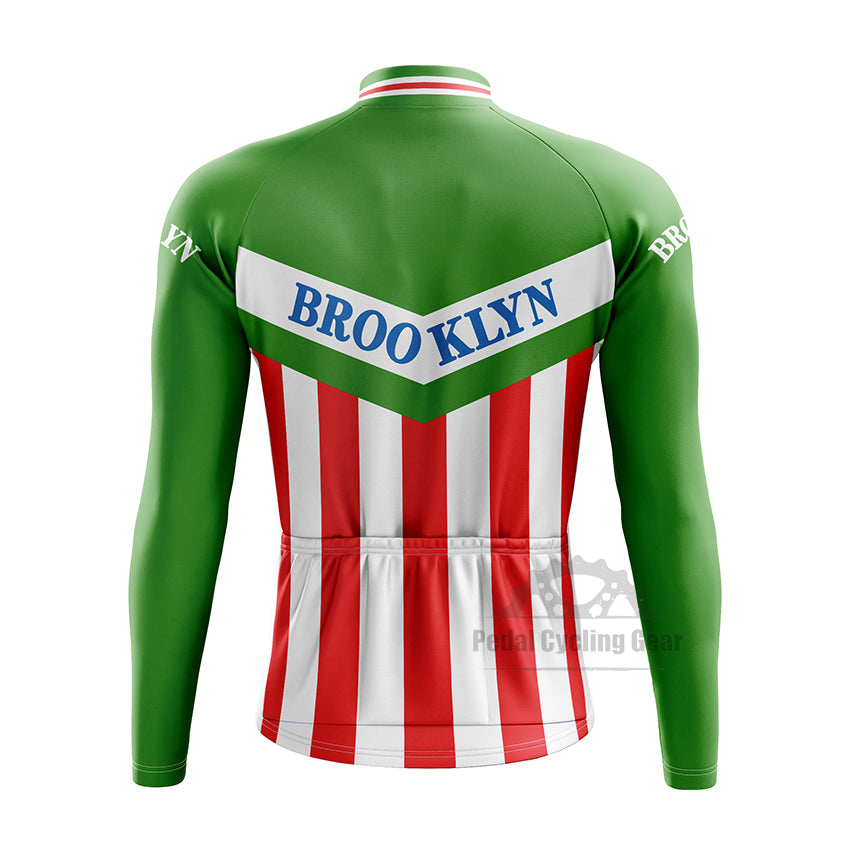 Brooklyn Green Long Sleeve Retro Cycling Jersey