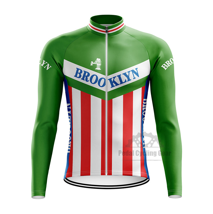 Brooklyn Green Long Sleeve Retro Cycling Jersey