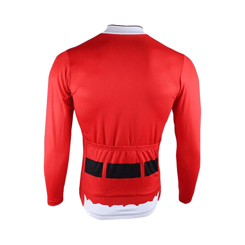 Christmas Red Long Sleeve Cycling Jersey Santa Claus
