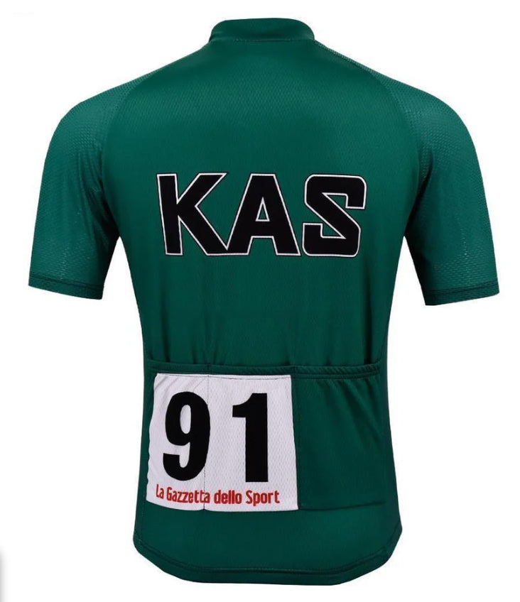 Giro d'Italia 1974 Kas Green Retro Short Sleeve Cycling Jersey