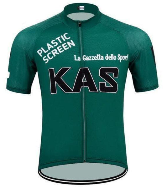 Giro d'Italia 1974 Kas Green Retro Short Sleeve Cycling Jersey