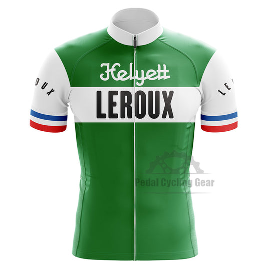 Helyett Leroux Retro Green Cycling Jersey
