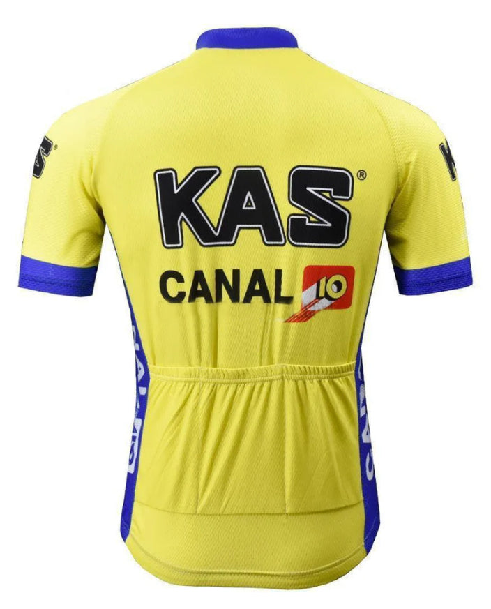Kas Canal Short Sleeve Yellow Retro Cycling Jersey