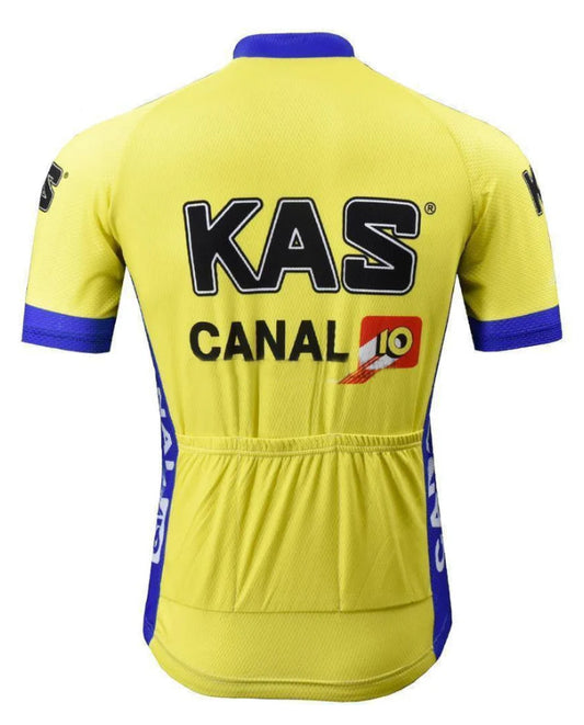 Kas Canal Short Sleeve Yellow Retro Cycling Jersey