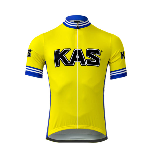 Kas Team Yellow Retro Cycling Jersey