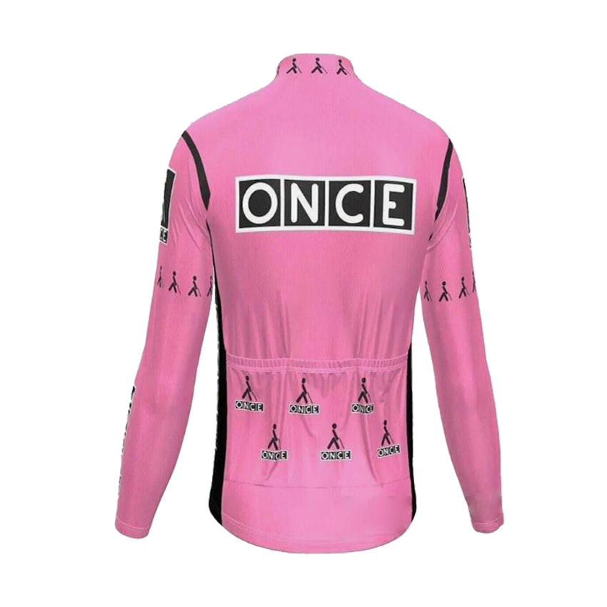 Once Pink Long Sleeve Retro Cycling Jersey