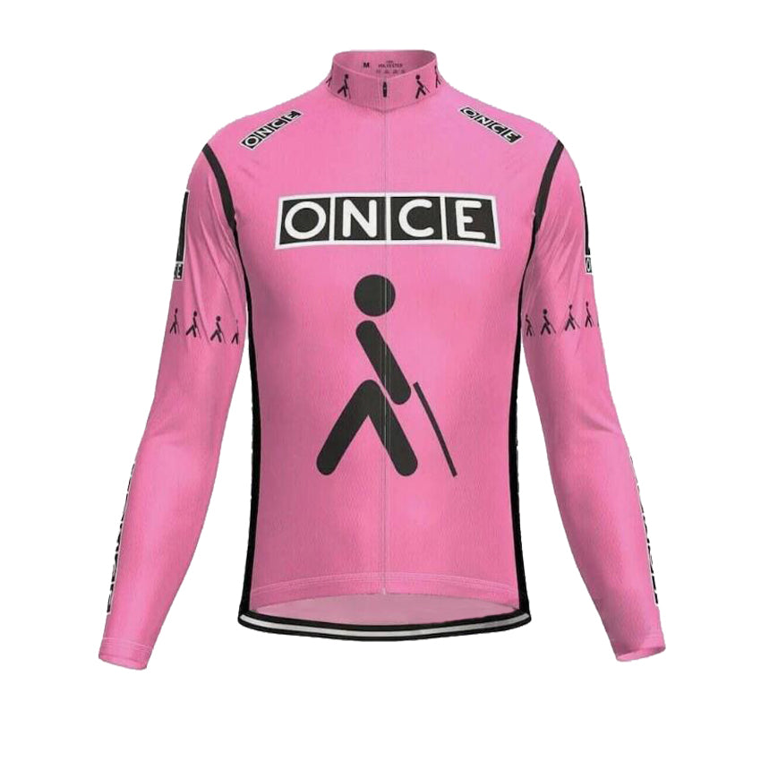 Once Pink Long Sleeve Retro Cycling Jersey