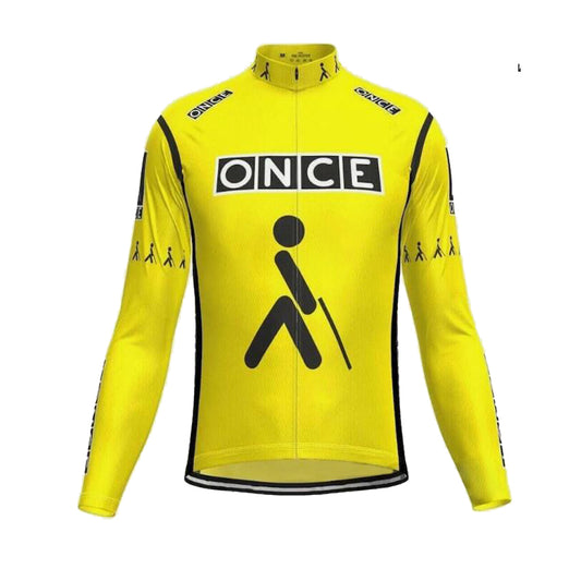 Once Yellow Long Sleeve Retro Cycling Jersey