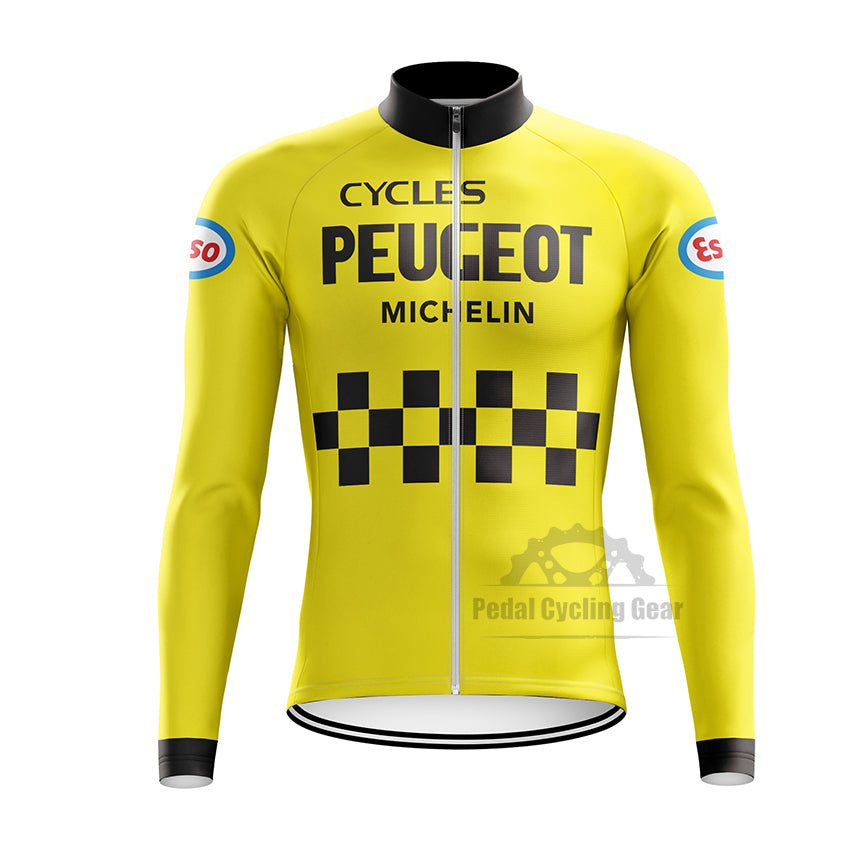 Peugeot Michelin Esso Long Sleeve Retro Cycling Jersey