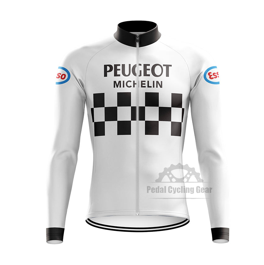 Peugeot Michelin Esso White Long Sleeve Cycling Jersey