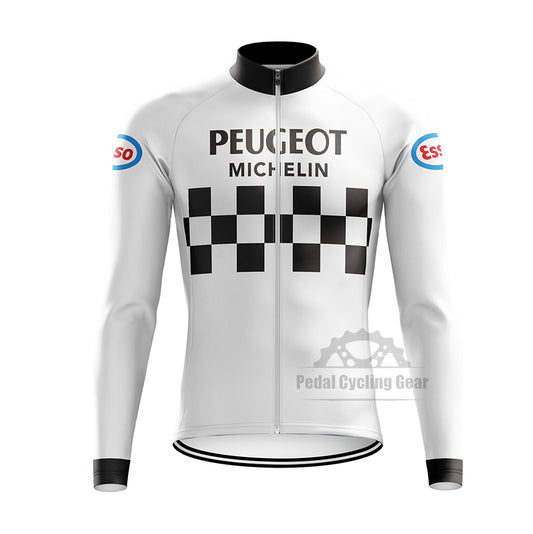 Peugeot Michelin Esso White Long Sleeve Cycling Jersey
