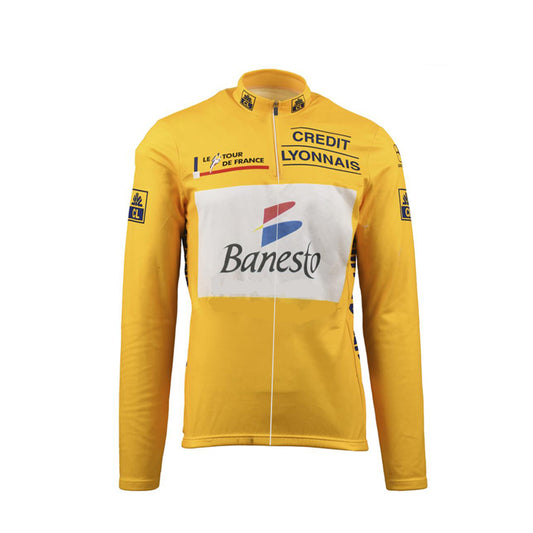 Tour de France Banesto Yellow Long Sleeve Retro Cycling Jersey Miguel Indurain