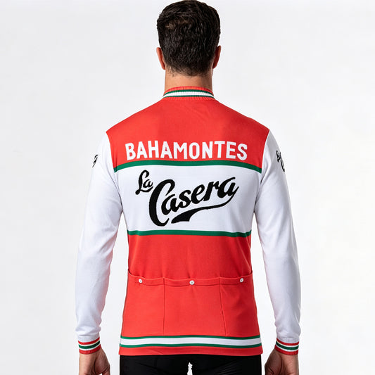 Back view of Bahamontes La Casera vintage long sleeve cycling jersey