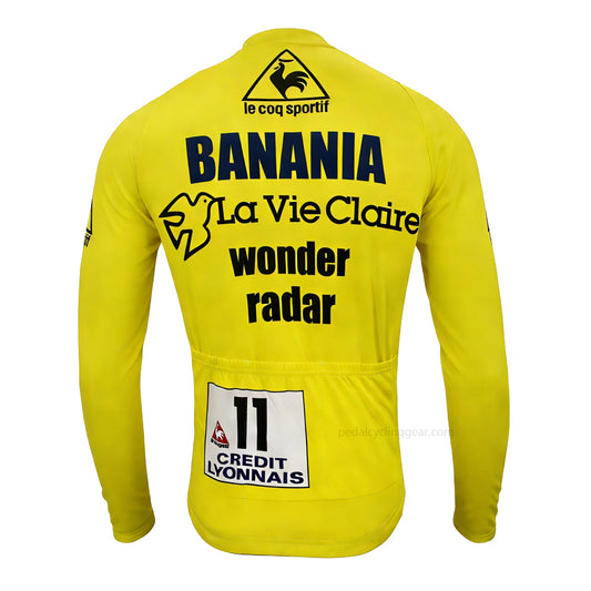 Banania La Vie Claire Retro Long Sleeve Cycling Jersey back view with three rear pockets