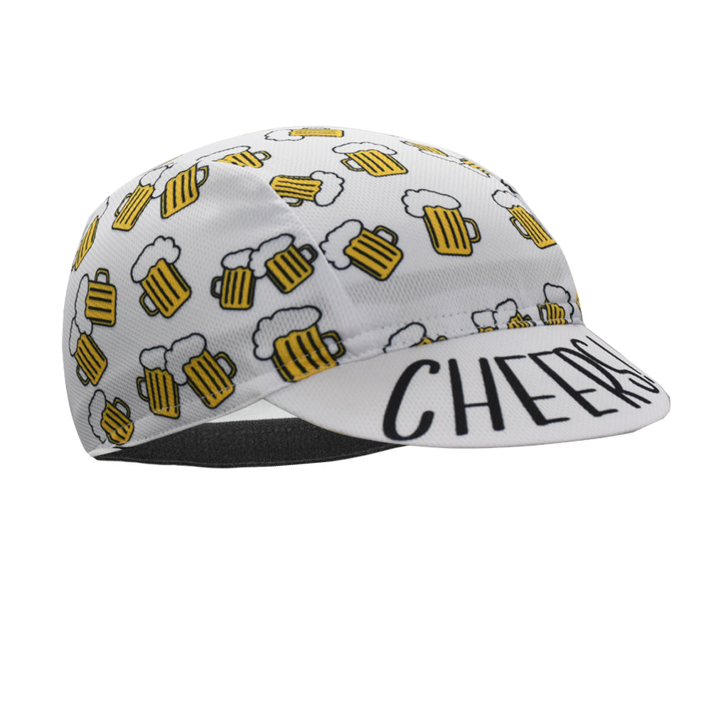 Beer Ride Cycling Cap - White Cartoon Print Bicycle Hat