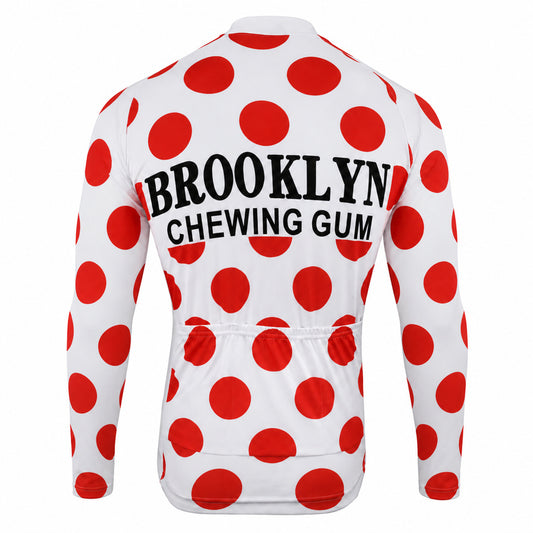 Brooklyn Chewing Gum Polka Dot Retro Long Sleeve Cycling Jersey back view