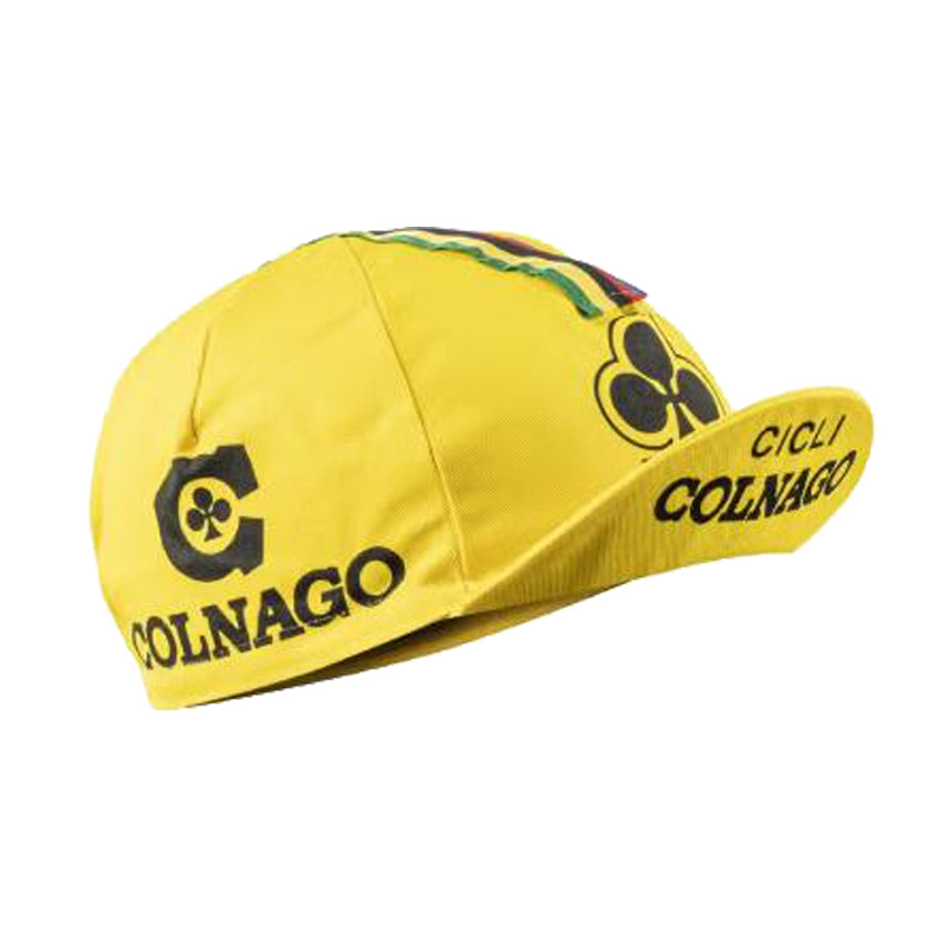 colnago yellow retro cycling cap