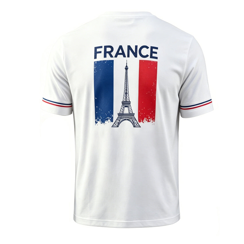 France Eiffel Tower Men's White T-Shirt