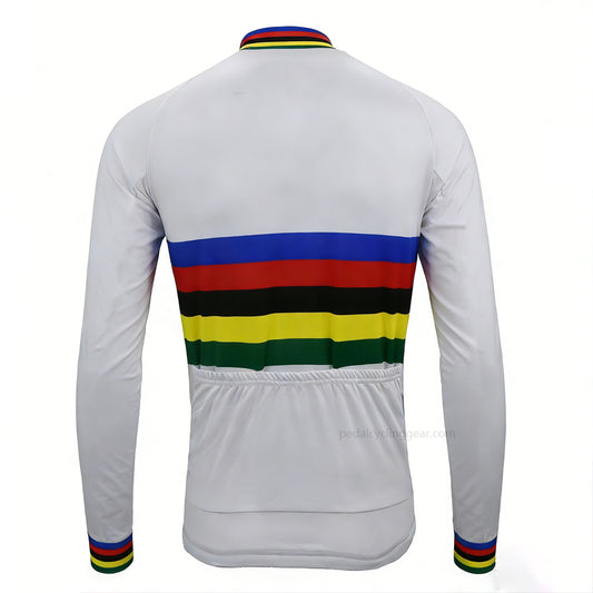 Mars Flandria World Champion Retro Long Sleeve Cycling Jersey back view with three rear pockets