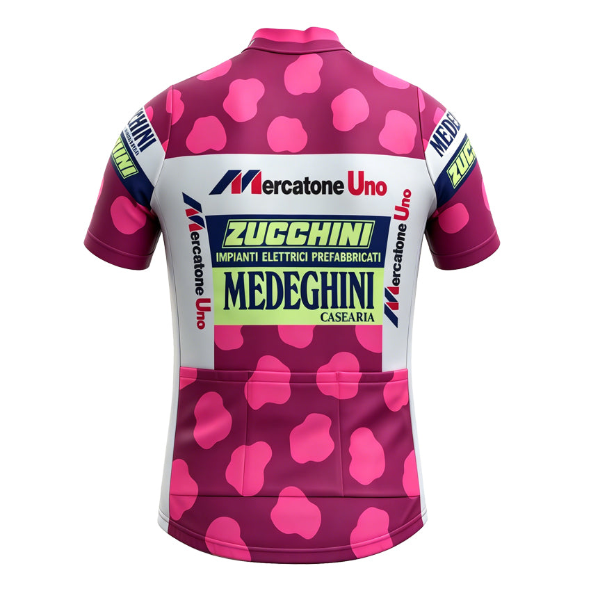 Mercatone Uno Medeghini Retro Pink Cycling Jersey — Marco Pantani