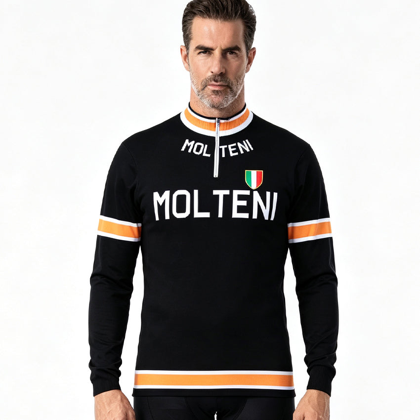 Molteni Retro Wool Cycling Jersey – Vintage Long Sleeve Eddy