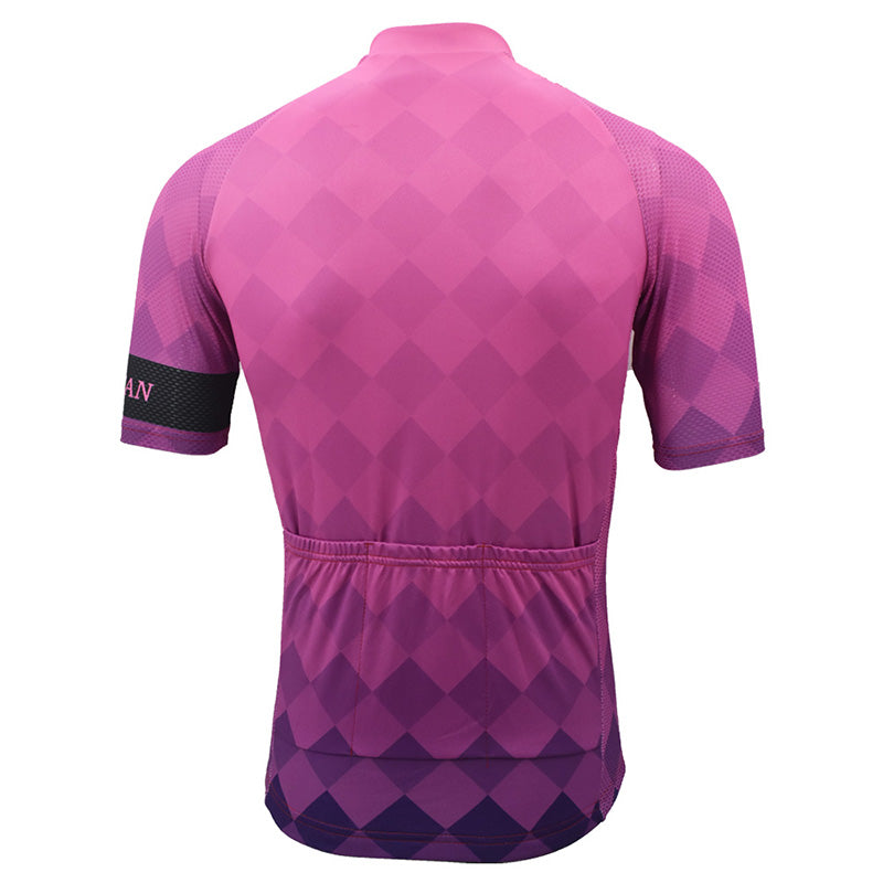 Men's Pink Gradient Grid Short Sleeve Cycling Jerseys