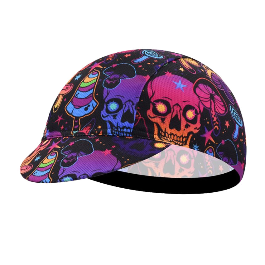 Psychedelic Skull & Mushroom Cycling Cap
