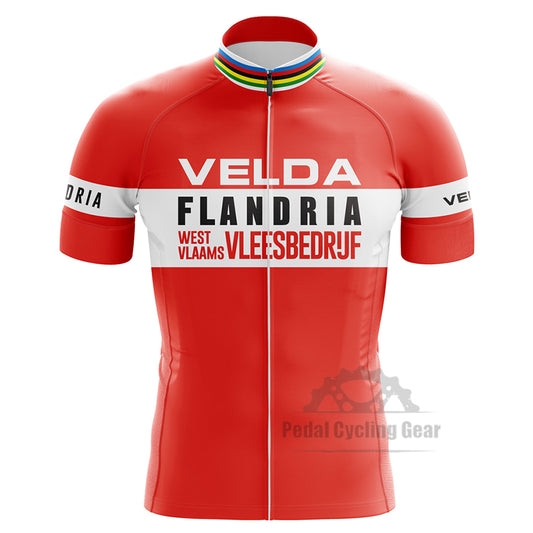 Veda Flandoria Red Retro Cycling Jersey