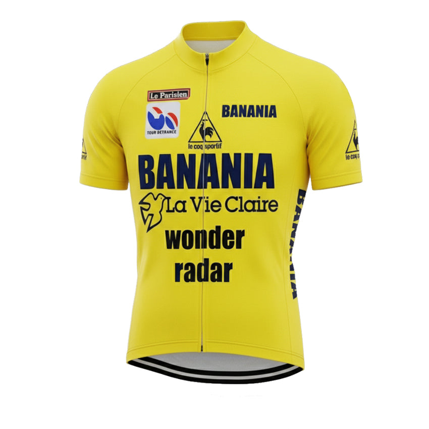 Vintage 1985 Banania La Vie Claire Yellow Cycling Jersey