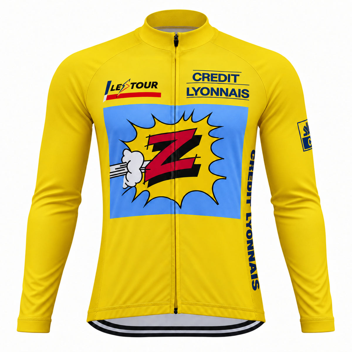 1990 Greg LeMond Team Z Yellow Long Sleeve Cycling Jersey, front view