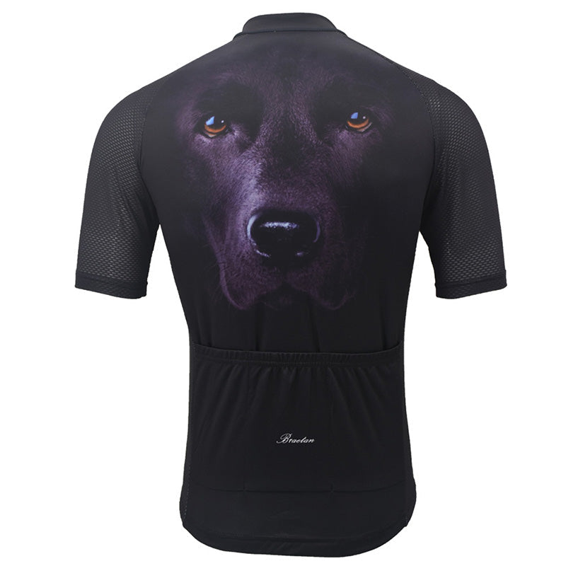 Men's 3D Black Dog Short Sleeve Cycling Jerseys