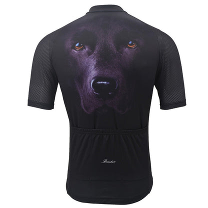 Men's 3D Black Dog Short Sleeve Cycling Jerseys