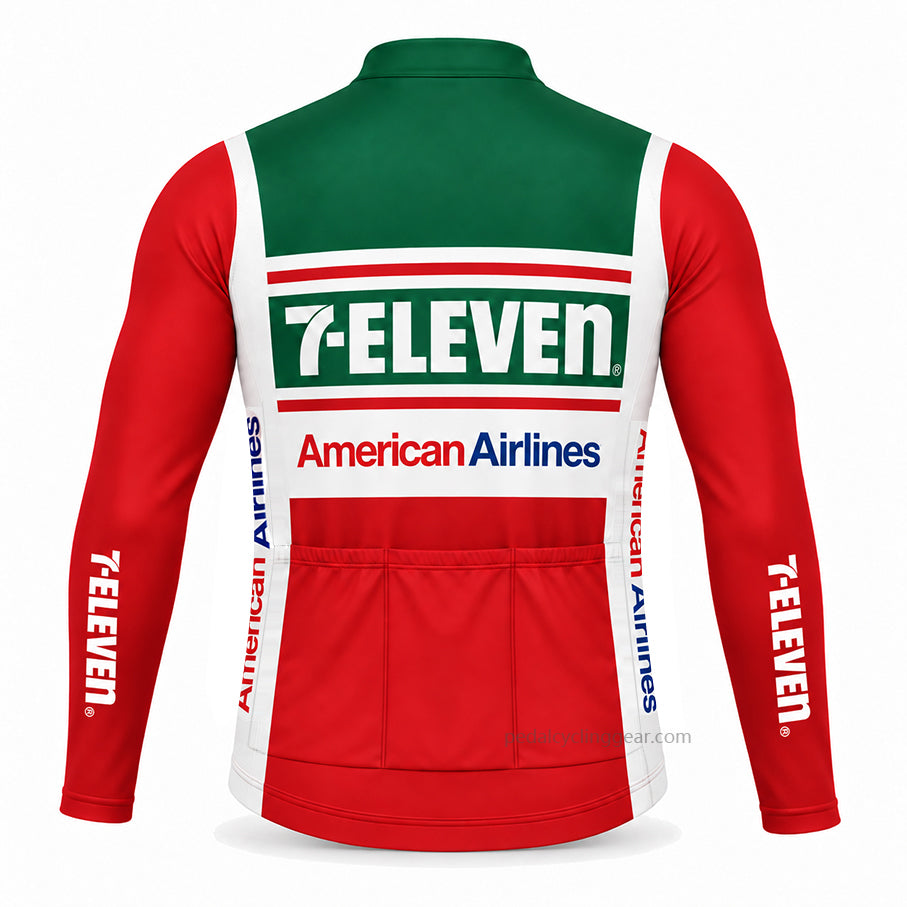 7-Eleven American Airlines retro long-sleeve cycling jersey, back view