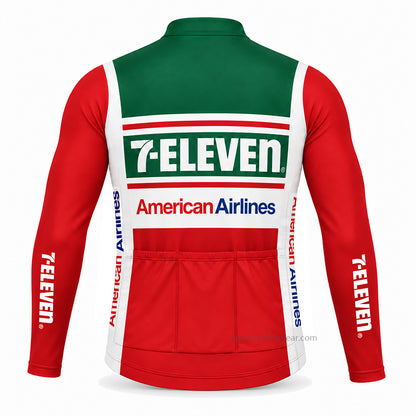 7-Eleven American Airlines retro long-sleeve cycling jersey, back view