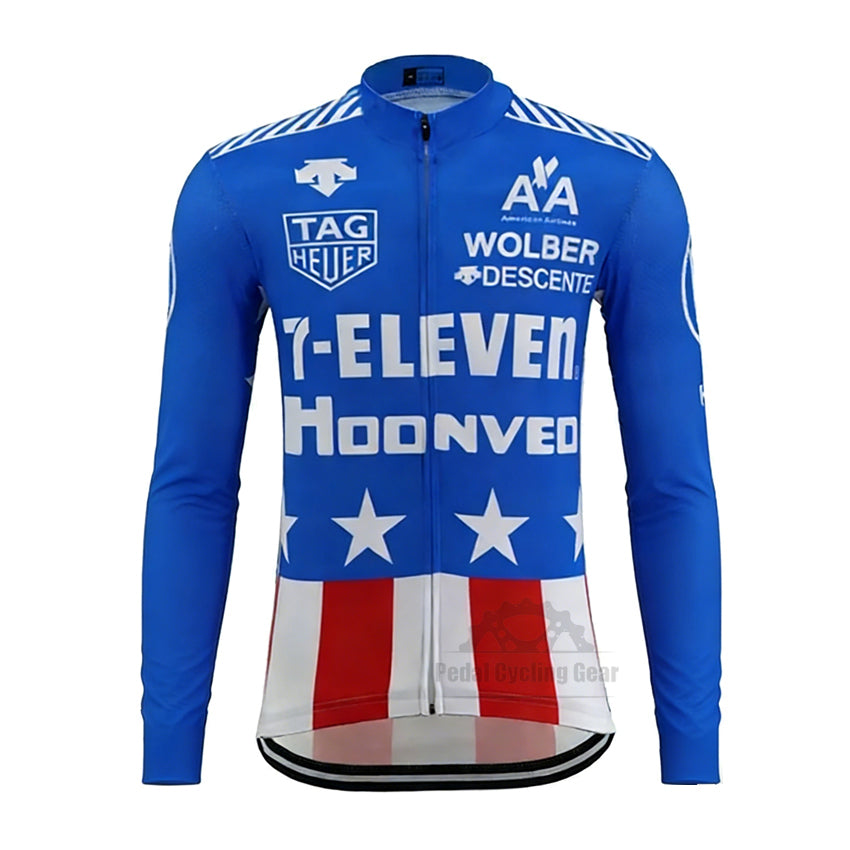 7-Eleven Hoonved Retro Long Sleeve Cycling Jersey Front View