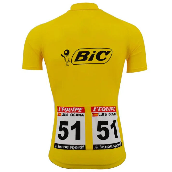 Bic Retro Yellow Cycling Jersey Luis Ocana Tour de France 1973