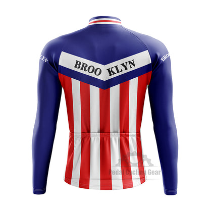 Brooklyn Blue Long Sleeve Retro Cycling Jersey