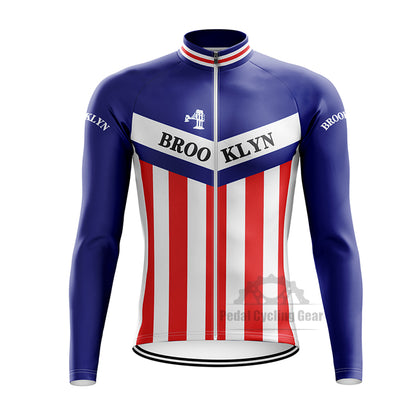 Brooklyn Blue Long Sleeve Retro Cycling Jersey