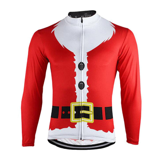 Christmas Red Long Sleeve Cycling Jersey Santa Claus