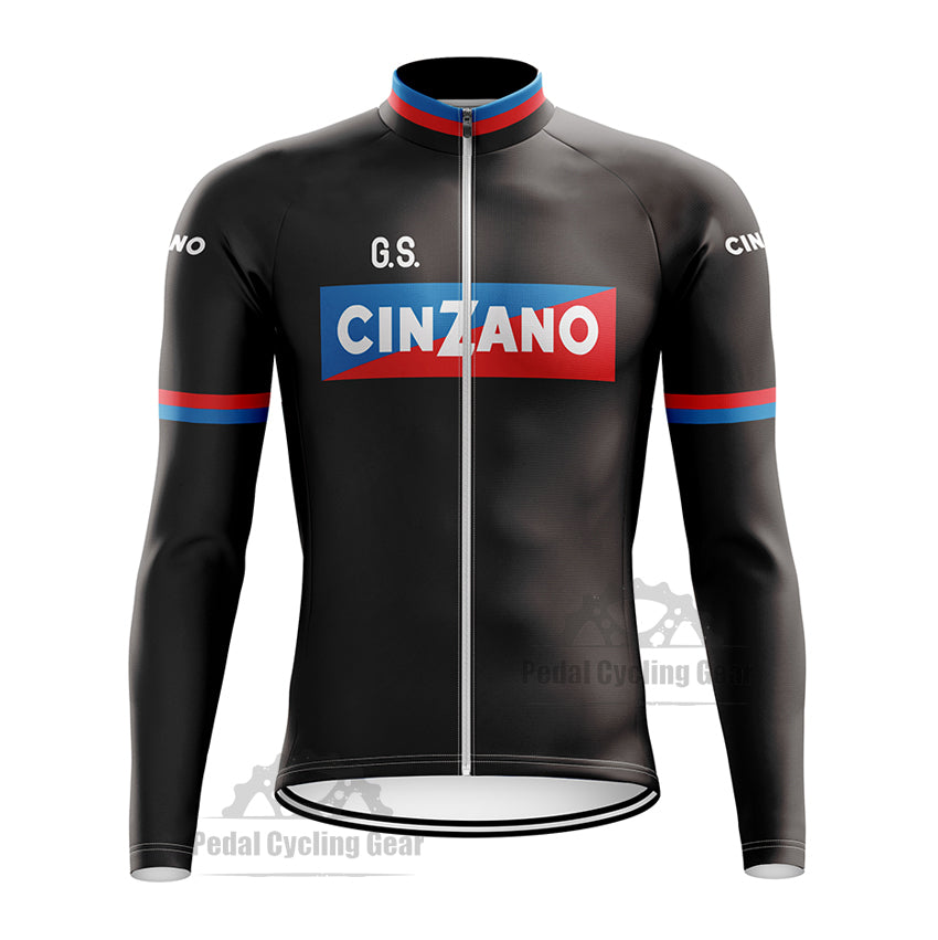 Cinzano Black Long Sleeve Retro Cycling Jersey