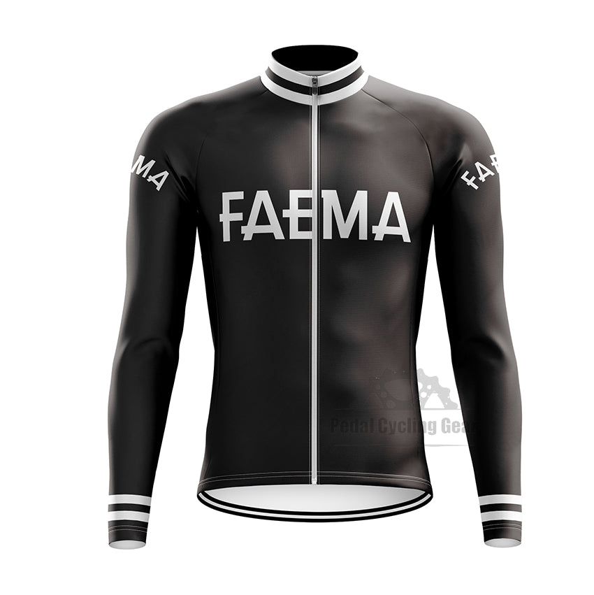 Faema Black Long Sleeve Retro Cycling Jersey