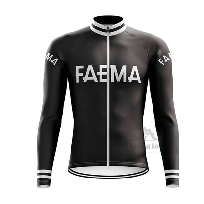 Faema Black Long Sleeve Retro Cycling Jersey