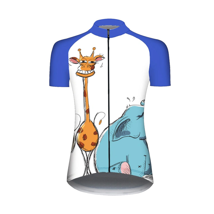 Giraffe & Elephant & Zebra Short Sleeve Cycling Jersey