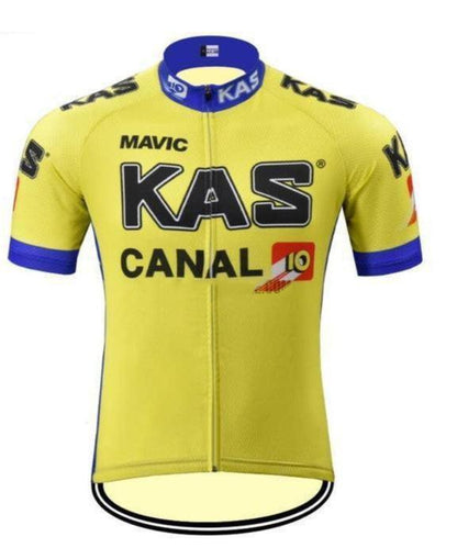 Kas Canal Short Sleeve Yellow Retro Cycling Jersey