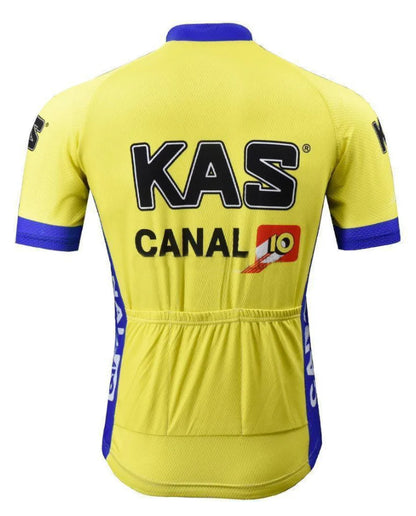 Kas Canal Short Sleeve Yellow Retro Cycling Jersey