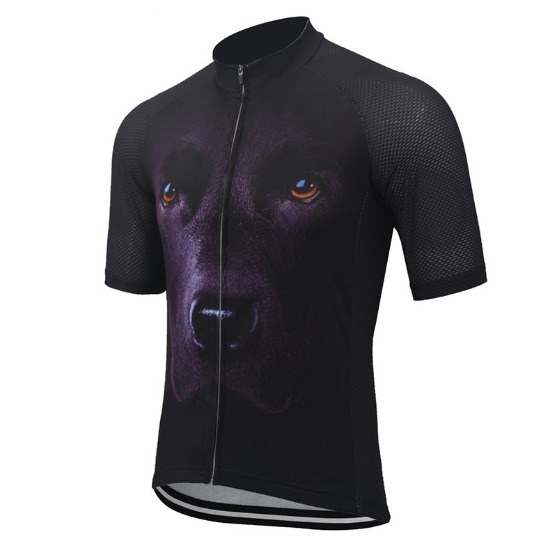 Men's 3D Black Dog Short Sleeve Cycling Jerseys