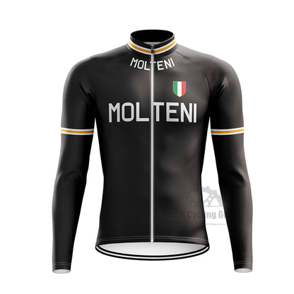 Molteni Black Long Sleeve Retro Cycling Jersey