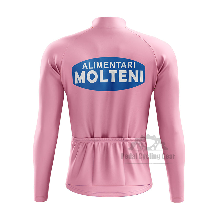 Molteni Pink Long Sleeve Retro Cycling Jersey